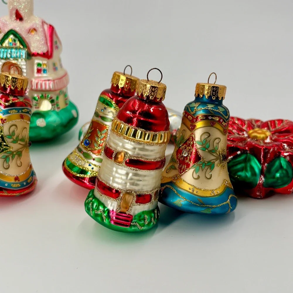 9pc‎ Vintage Ornament Lot Unique Treasures Blown Glass Christmas